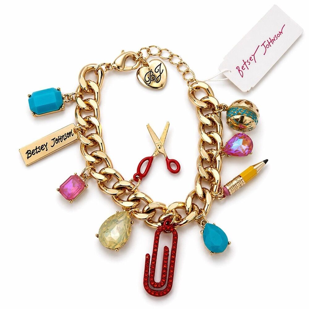 Betsy Johnson Bracelet School Charms Drama Back To School Teacher Chunky  NEW